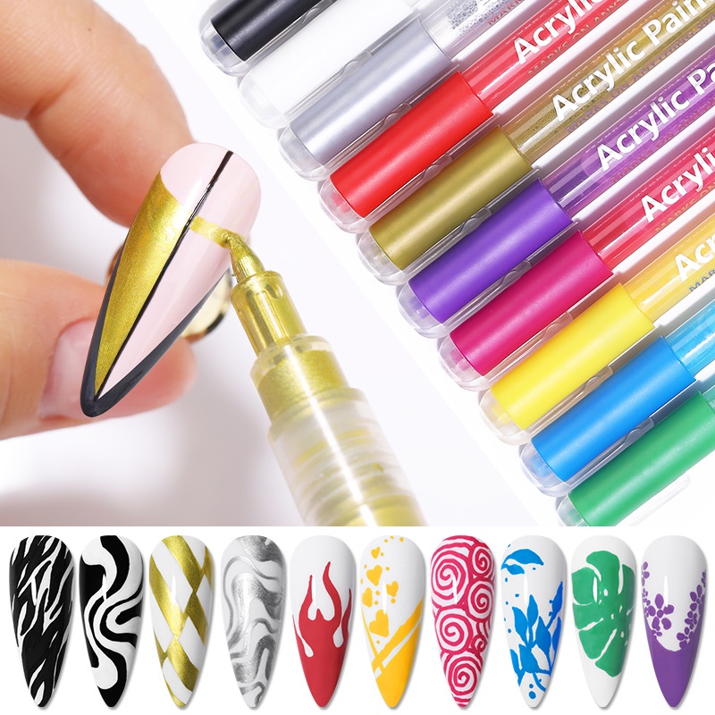 Bút vẽ nail móng tay chuyên dụng LI LƯ 48 màu neon 3D chống nước làm đẹp DIY nghệ thuật