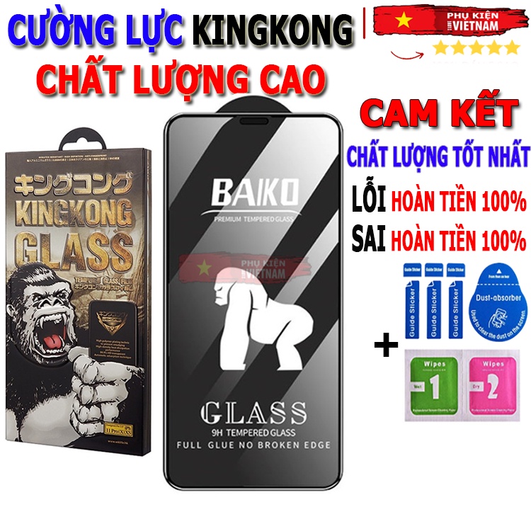 Kính Cường lực KingKong BAIKO full màn iphone 6/ 6s/ 7/ 8 plus/ x/ xs/ 11/ 12/ 13/ 14 promax