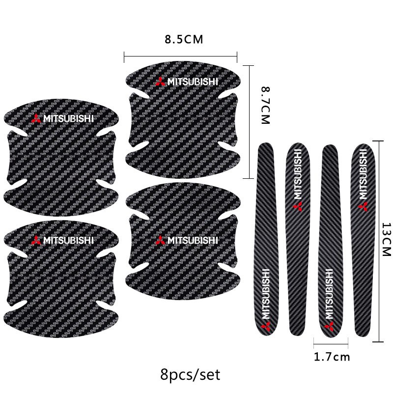 Bộ 4 / 8 Miếng Dán Tay Nắm Cửa Xe Hơi Bằng Sợi Carbon Cho Attrage Mirage G4 Triton Xpander Pajero Xpander Lancer ASX Storm Outlander