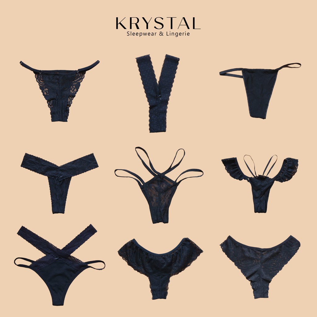 Tổng Hợp Quần Lót Nữ Sexy Quần Lọt Khe Ren Màu Đen Gợi Cảm KRYSTAL