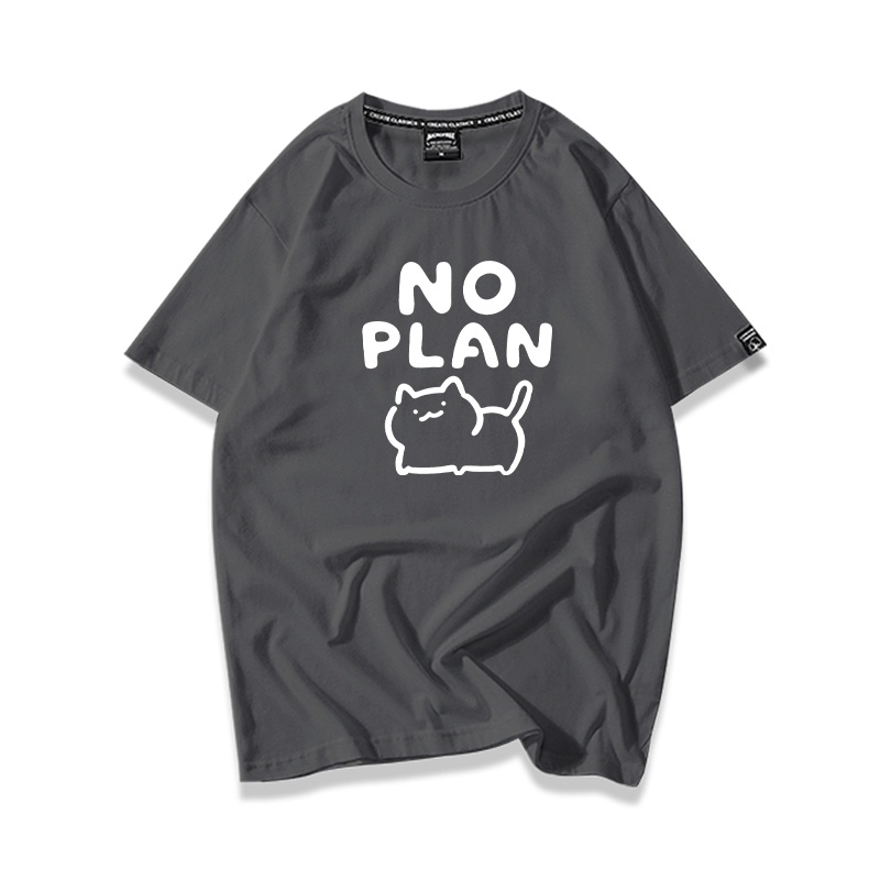 Áo Thun Nữ Tay Lỡ HappyFamily In Hình Chú Mèo Đáng Yêu No Plan Cotton 100 Cao Cấp