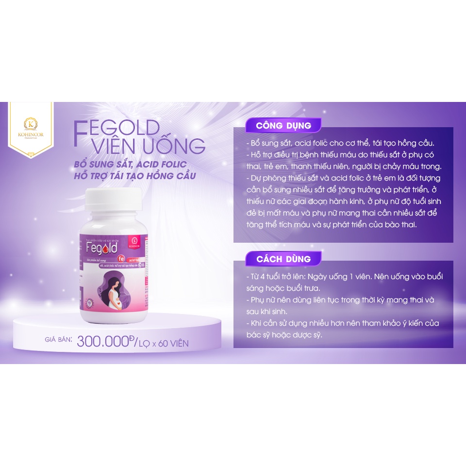 Ảnh Viên uống bổ sung sắt FEGOLD Kohinoor (60 viên) 3
