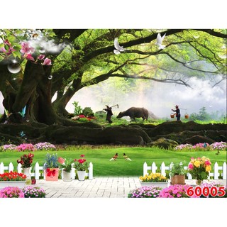 Tranh phong cảnh công viên vường hoa với đủ loại hoa khác nhau theo xu hướng hiện nay, giá rẻ