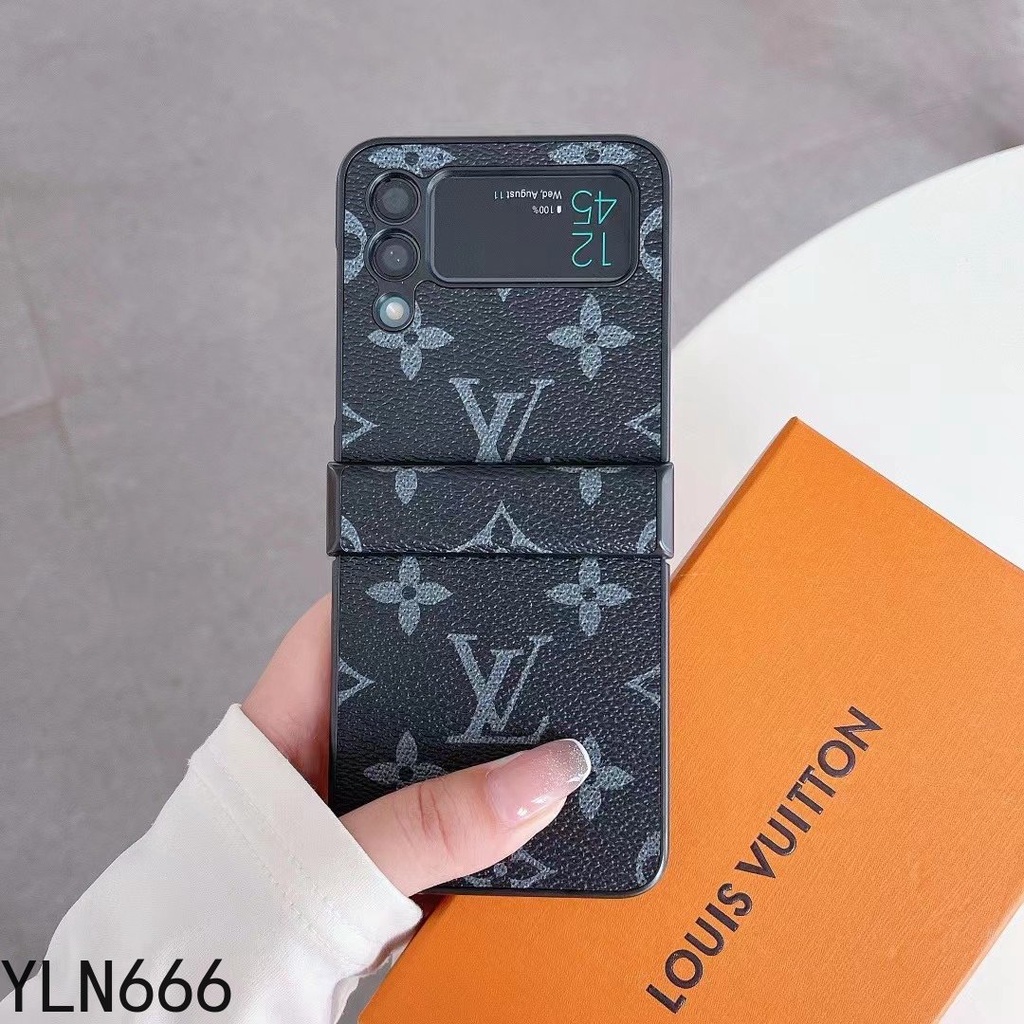Ốp Điện Thoại Gấp Da PU Sang Trọng Thời Trang Cho Samsung Galaxy Z Flip 7 7FE 6 5 4 3 Cho Z Flip7 Classic Thiết Kế Bao Gồm Tất Cả Ốp Điện Thoại Chống Sốc