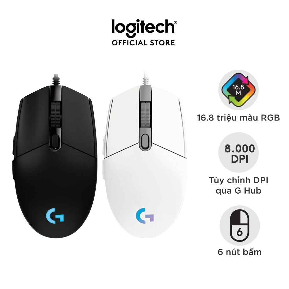 [Mã ELCL7 giảm 7% đơn 300K] Chuột game có dây Logitech G102 Lightsync - Tùy chỉnh RGB, 6 nút lập trình, nhẹ