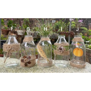 Lọ / Bình Thủy Tinh Decor NEOP - Trang Trí Dây Gai/Vải Bố/Ren Vintage - Dùng Cắm Hoa - Trồng Cây Thủy Sinh - Trang Trí