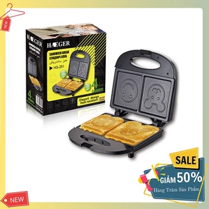Máy làm bánh mì mặt cười RAF 850W gia nhiệt kép, chống dính telfon siêu bền