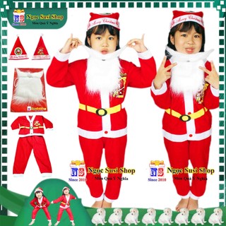 BỘ QUẦN ÁO ÔNG GIÀ NOEL BỘ ĐỒ NOEL CHO BÉ TỪ 1 - 10 TUỔI CHẤT VẢI NỈ - QUẦN ÁO GIÁNG SINH
