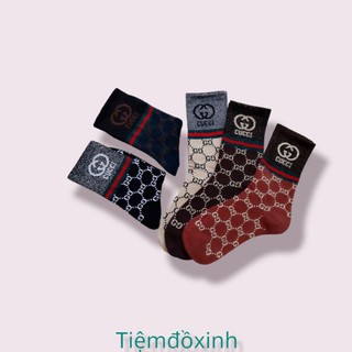 Tất cao cổ kim tuyến chữ, vớ đeo chân chất cotton dày dặn phong cách Hàn Quốc dành cho nam nữ