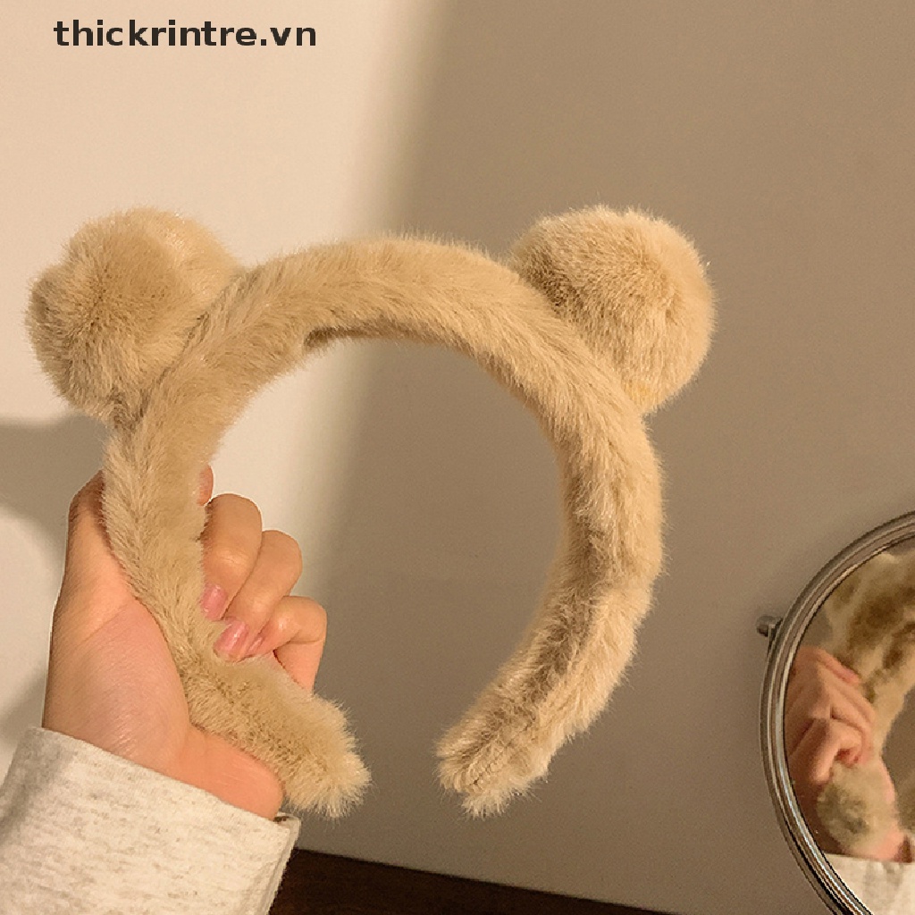THI Bé Gái Dễ Thương Sang Trọng Tai Gấu Băng Đô Thu Đông Vòng Hoạt Hình Bé Gái Kid Băng Đô Quấn Tóc Mũ Đội Đầu Phụ Kiện Tóc VN