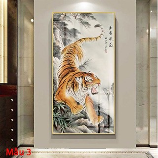 Tranh Treo Tường Mãnh Hổ Hạ Sơn - Tranh Treo Phòng Khách, Phòng Ngủ Laminate Tráng Gương