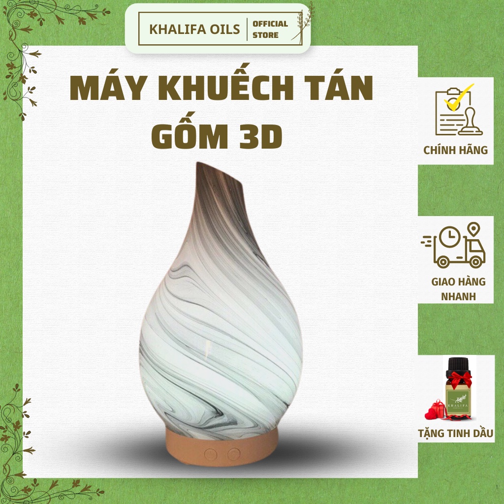 Máy Khuếch Tán Tinh Dầu Thủy Tinh Vân Đá Khalifa Dung Tích 100ml Tạo Hơi Sương Tăng Độ Ẩm Tặng Kèm Tinh Dầu