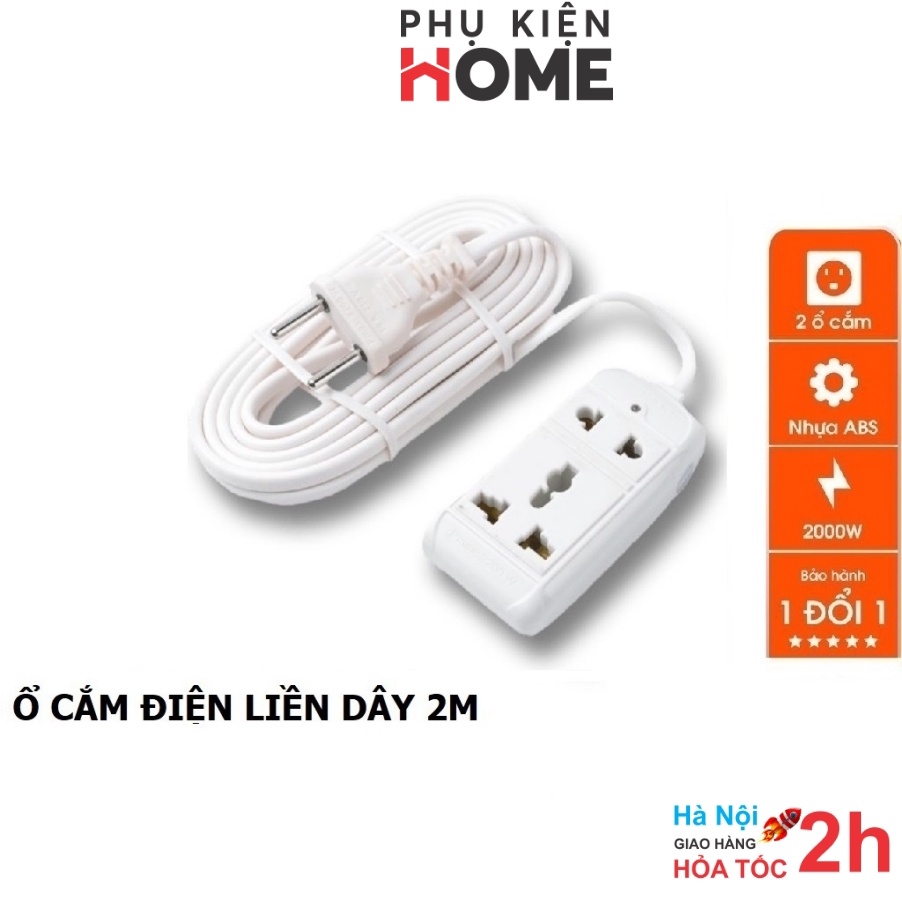Ổ Cắm Điện Đa Năng Liền Dây Nối Dài 2M - Hình Ảnh Thực Tế