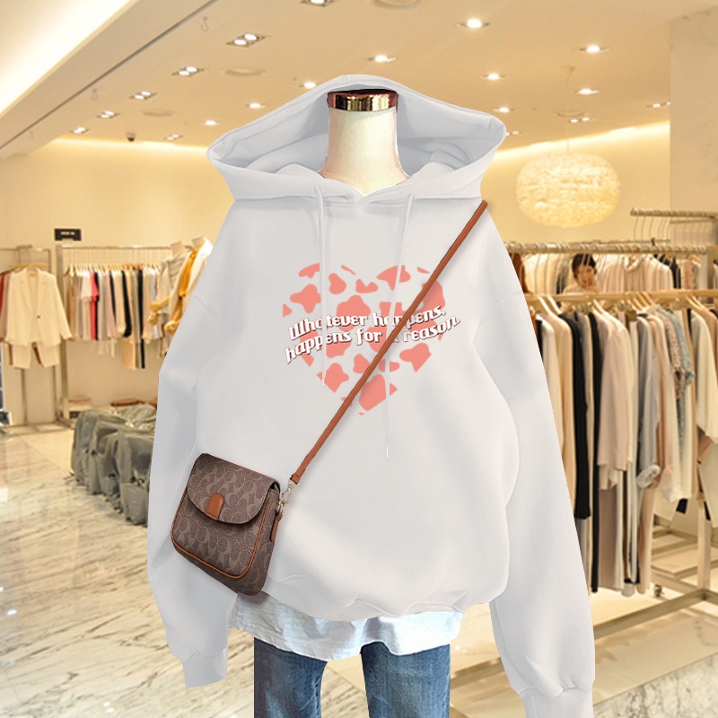 Áo Hoodie Nữ HappyFamily Màu Xanh Rêu Hot Trend In Hình Trái Tim Ấm Áp Xinh Xắn Chất Nỉ Da Cá 100 Cao Cấp