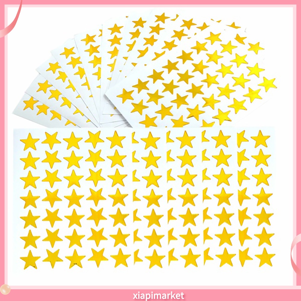 Set 10 Tờ Sticker Hình Ngôi Sao Năm Cánh Xinh Xắn Dùng Trang Trí