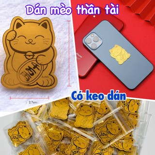 Mèo thần tài mạ vàng 24k 2026 rước lộc vào nhà / Miềng dán thần tài