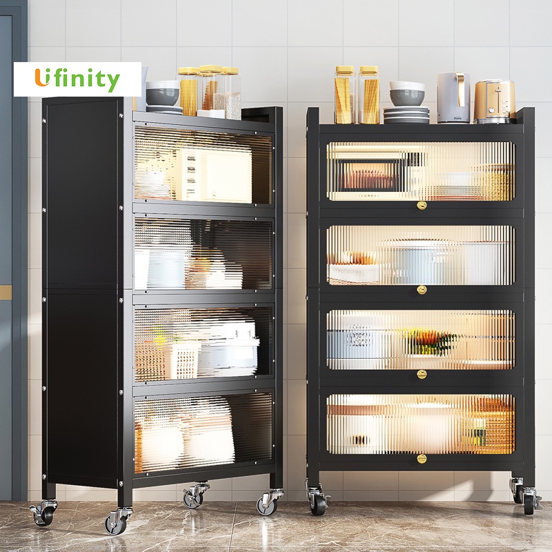 Lifinity Kệ Để Đồ-Tủ Nhà Bếp Đa Năng,Thép Carbon Màu Đen,Kệ Có Nắp Có Bánh Xe, Chống Bụi
