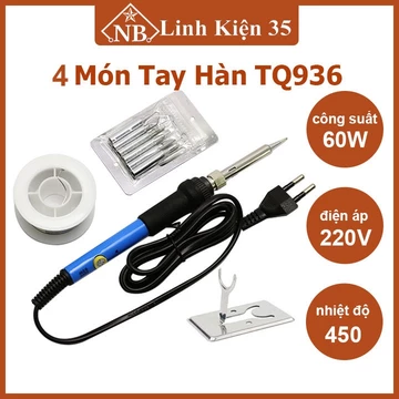 Mỏ hàn thiếc điều chỉnh nhiệt độ, máy hàn chì mini, mỏ hàn tq936 60w 220v và phụ kiện hàn, thiếc hàn, bộ mũi hàn, kệ hàn