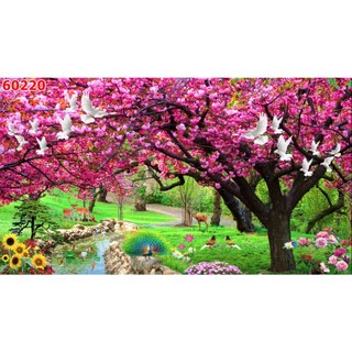 Tranh phong cảnh thiên nhiên tươi đẹp, tươi mát, trong lành, tạo cảm giác tươi mát