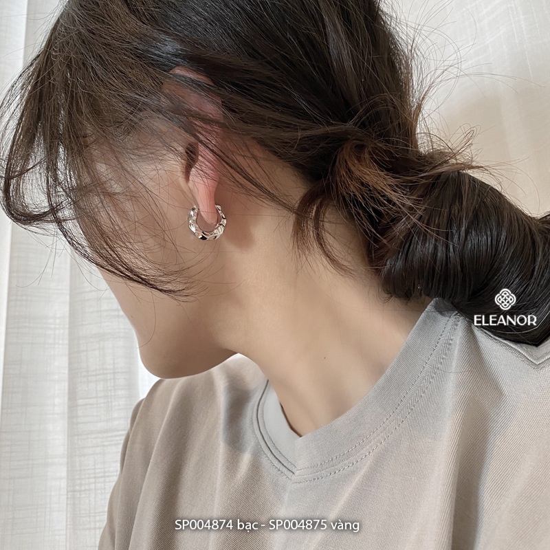 Bông tai nữ chuôi bạc 925 Eleanor Accessories viền gợn sóng khuyên tai basic phụ kiện trang sức 4874