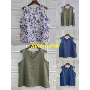 JUNE A11 - Áo sát nách cổ tim LINEN. NHIỀU MÀU. Có size lớn. HỎA TỐC. Ảnh thật