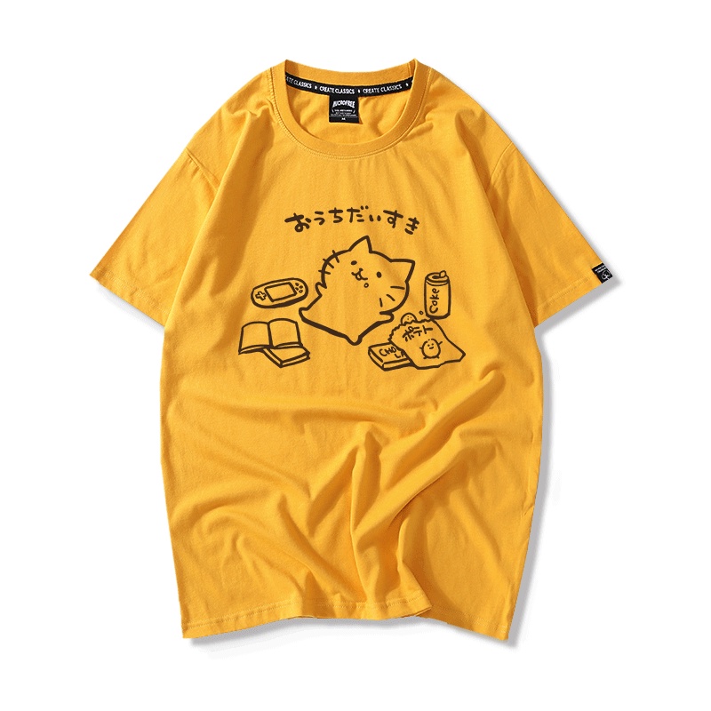 Áo Thun Nữ Tay Lỡ HappyFamily In Hình Chú Mèo Đáng Yêu Ngộ Nghĩnh Cotton 100 Cao Cấp