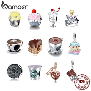 BAMOER Hạt Charm Bạc 925 Hình Ly Cà Phê / Kem / Món Tráng Miệng Độc Đáo DIY