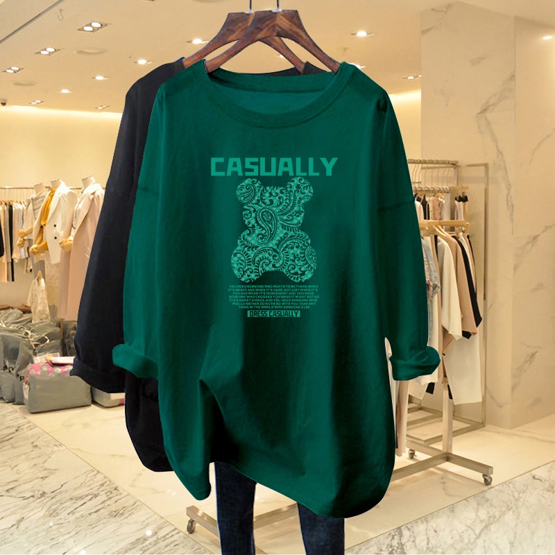 Áo Tay Dài Nữ HappyFamily Graphic Gấu Xinh Xắn Đáng Yêu CASUALLY Chất Cotton 100 Cao Cấp