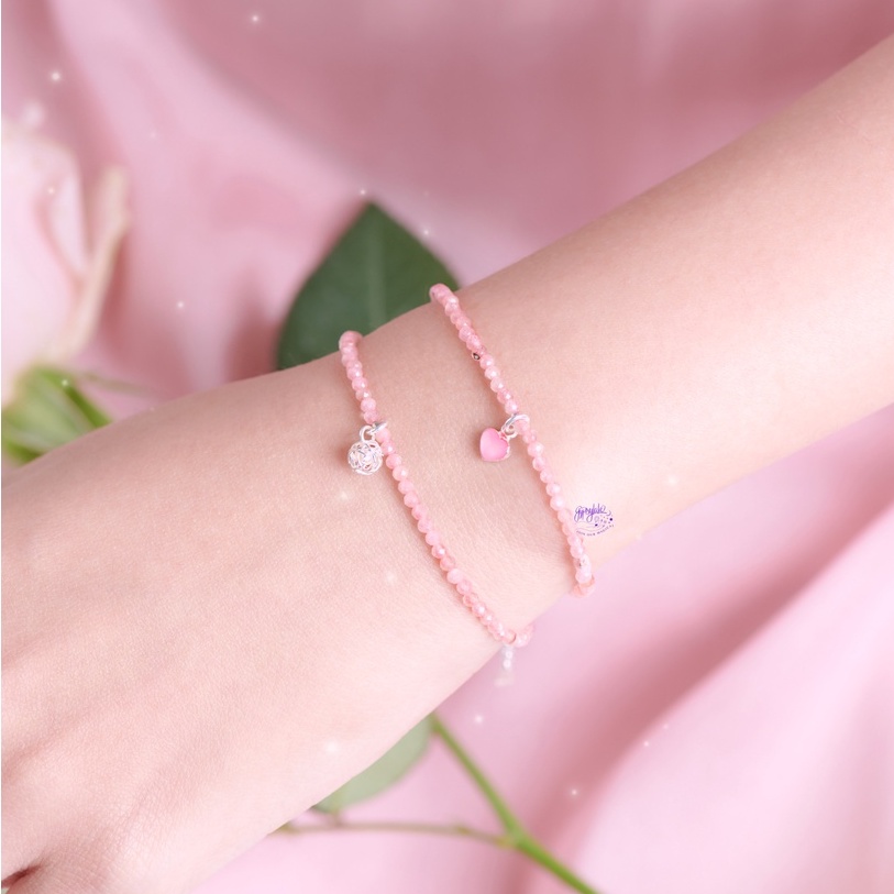 Ảnh Vòng Tay Đá Đào Hoa Mini Thô Thiên Nhiên Charm Bạc 925 Tình Duyên SP005548 Gypsy.lala 4