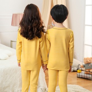 Bộ Đồ Ngủ Mùa Thu Trẻ Em Đồ Ngủ Cotton Phù Hợp Với Màu Sắc Nguyên Chất Traceless Ấm Bộ Đồ Ngủ Cho 2-16Y Trẻ Em Bé Trai Bé Gái