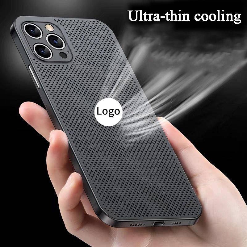 Ốp điện thoại làm mát thoáng khí tản nhiệt cho iPhone 14 13 12 11 Pro MAX Màu trơn