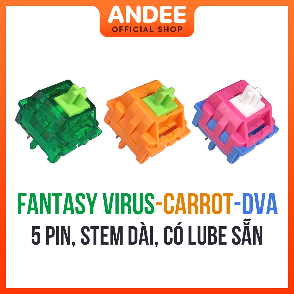 Fantasy Virus Carrot DVA bán lẻ công tắc phím cơ 5 pin lò xo 2 đoạn có lube sẵn