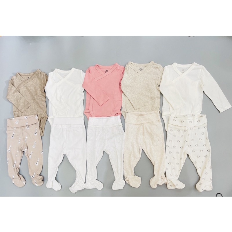 [MD152] Set bộ body chip cài chéo kèm quần liền tất chất liệu organic cho bé