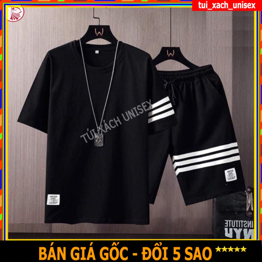 Quần áo Thun Nam - bộ quần áo nam phối viền kẻ thời trang mùa hè 9999