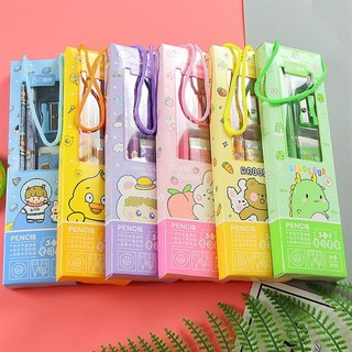 3 Bộ 5 Kèm Quai Dụng Cụ Học Tập Dễ Thương - Thỏ Hồng VPP