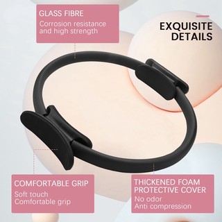 Pilates Ring Magic Circle Tập thể dục Sức mạnh tập thể dục Công cụ tập Yoga-Đen