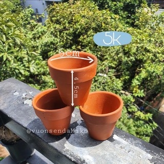 Combo 2 Chậu đất nung đỏ trồng Sen Đá và Xương Rồng size mini 5cmx4.5cm MẦM NẮNG GARDEN