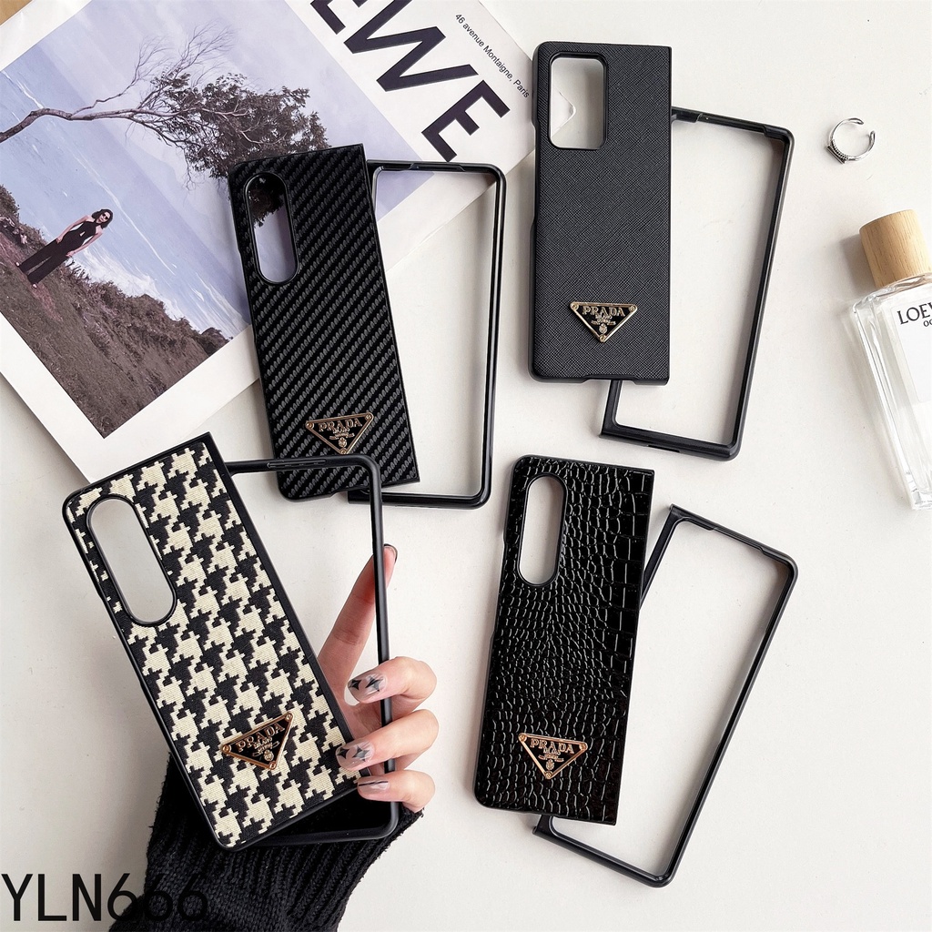 Ốp Điện Thoại Cao Cấp Sang Trọng Cho Samsung Galaxy Z Fold 6 5 4 3 2 Vải Ốp Điện Thoại Cổ Điển Cho Z Fold6 Vintage Thiết Kế Da Sang Trọng Gấp Lưng Chống Sốc Vỏ Điện Thoại Bảo Vệ