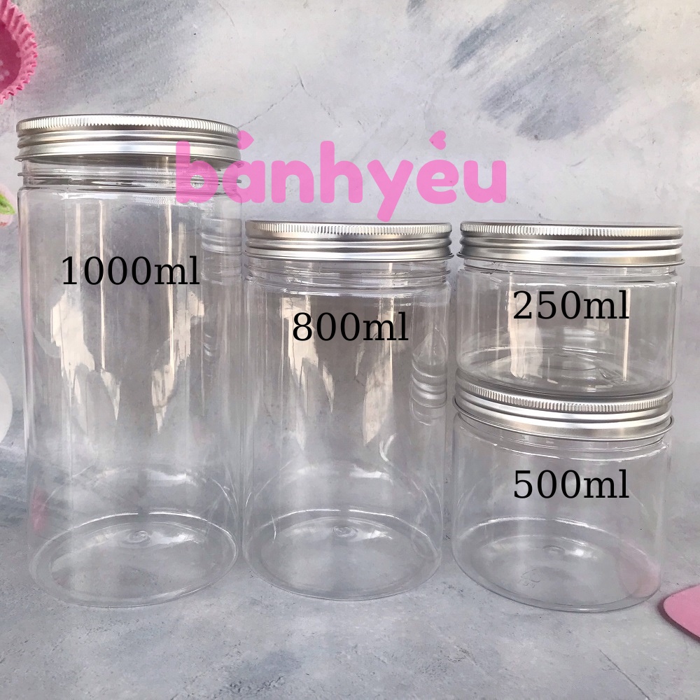 Hũ Nhựa Tròn Nắp Bạc / Hũ PET Tròn Nắp Nhôm