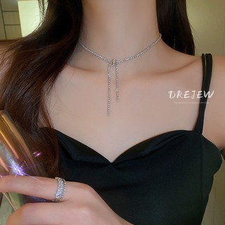 DREJEW Dây chuyền đeo cổ mặt hình nơ đính ngọc trai thời trang Hàn Quốc