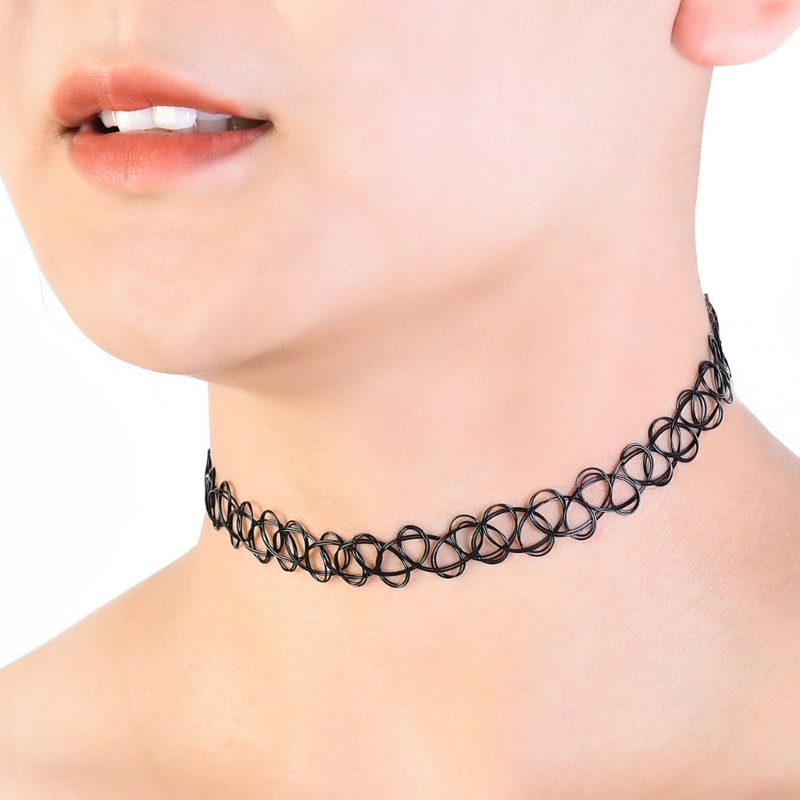 Dasbsug 12 Miếng Vintage Hippy Co Giãn Hình Xăm Vòng Cổ Choker Co Giãn Vòng Cổ