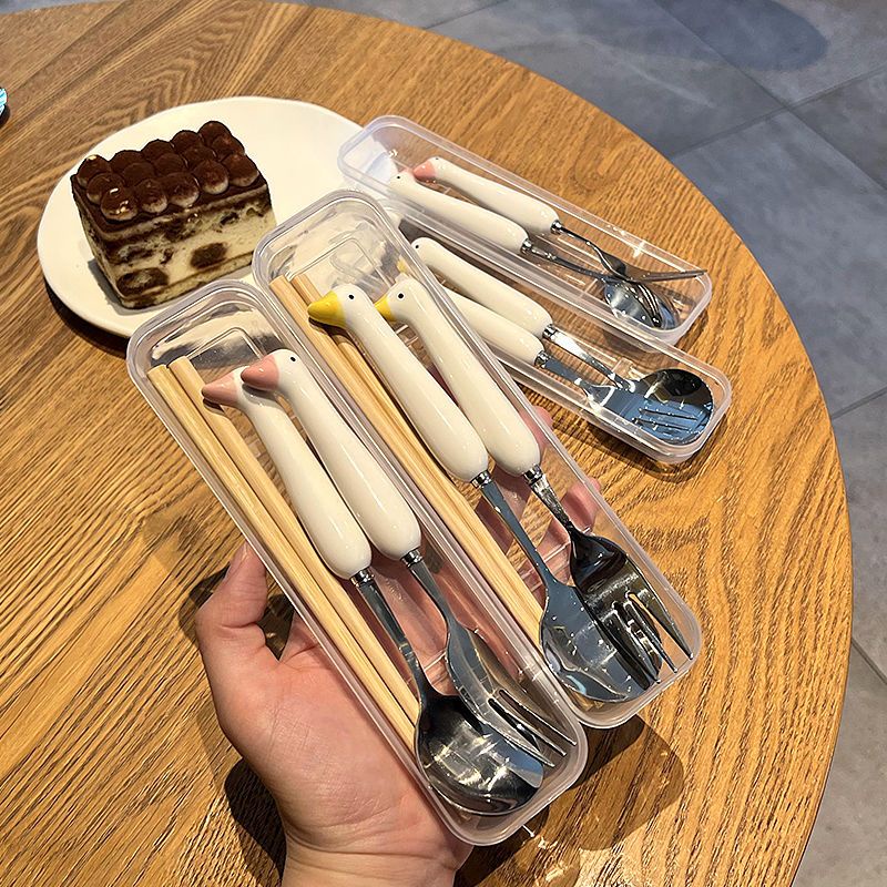 Bộ 3 Dụng Cụ Ăn Gồm Hộp Đựng Muỗng Đũa Muỗng Đũa Có Hộp Đựng Mang Đi Du Lịch Tiện Lợi
