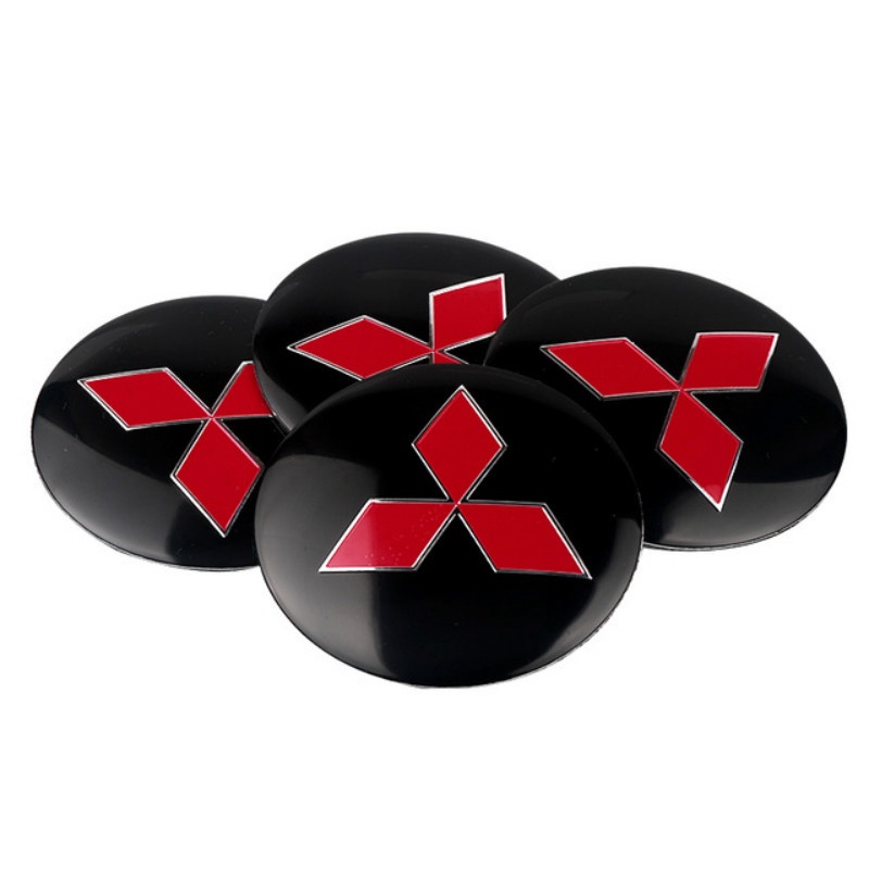 Set 4 Miếng Dán 56mm Trang Trí Trục Bánh Xe Hơi Mitsubishi Attrage Mirage G4 Triton Xpander Pajero Xpander Lancer ASX Storm Outlander