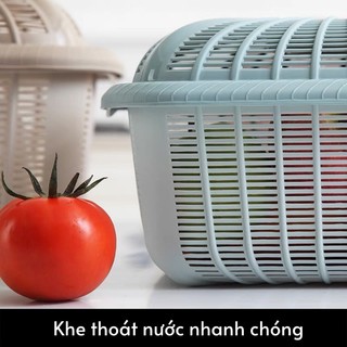 Rổ vuông có nắp đựng đồ nhựa Việt Nhật N199, Rổ đựng rau củ quả, bát đĩa kèm nắp đa năng tiện lợi { H }