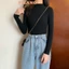 Áo len nữ kiểu dệt kim dài tay tăm cổ 3 phân len mềm mịn co dãn tôn dáng 5 màu basic hàng Quảng Châu cao cấp fizano