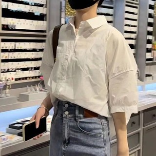 Áo Sơ Mi Tay Lỡ 3 / 4 KiểU DáNg HàN QuốC Cho Nữ