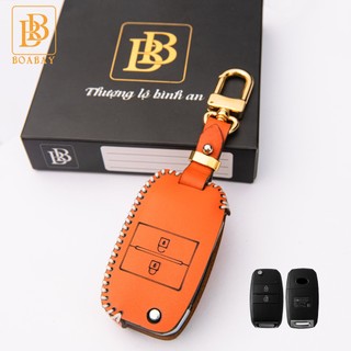 Bao Da Chìa Khóa ô tô KIA Morning, Soluto ( điện gập 2 nút) Da Thật, Giá tận Xưởng, Bảo hành 2 năm, màu thật như ảnh.
