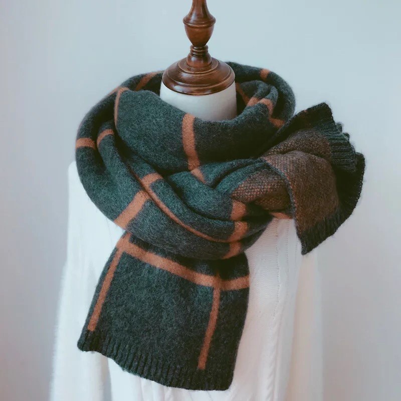 Khăn len choàng cổ nam nữ vintage khăn len quàng cổ nam nữ mềm mịn dày cực ấm đính kèm quả dứa Horizon