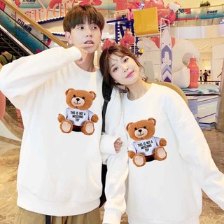 Áo đôi nam nữ thu đông, áo nỉ sweater in hình gấu chất bông ấm phong cách hàn quốc-PINK