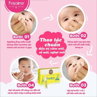 [HD 10.2026] Fysoline vàng - Nước muối sinh lý Kháng khuẩn Pháp - Hỗ trợ nghẹt mũi, viêm mũi, sổ mũi (5 ống)